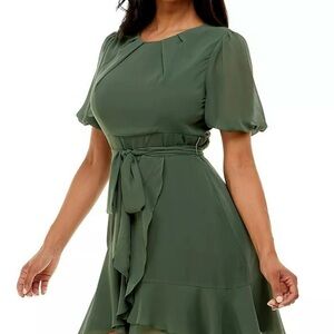 B Darlin High Low Dress in Olive Green